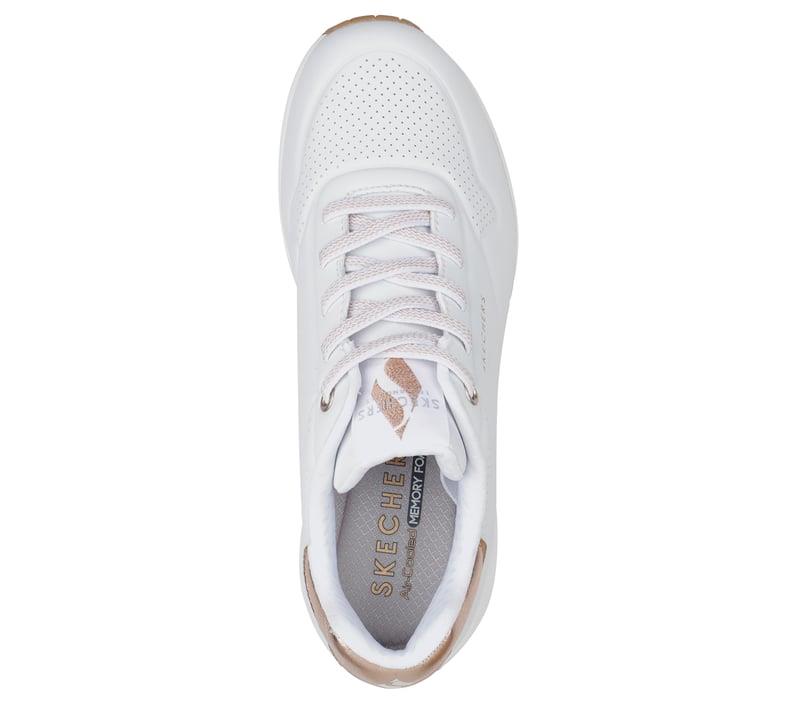 Women's Wide Fit Skechers Uno 155196W Shimmer Away Sneakers