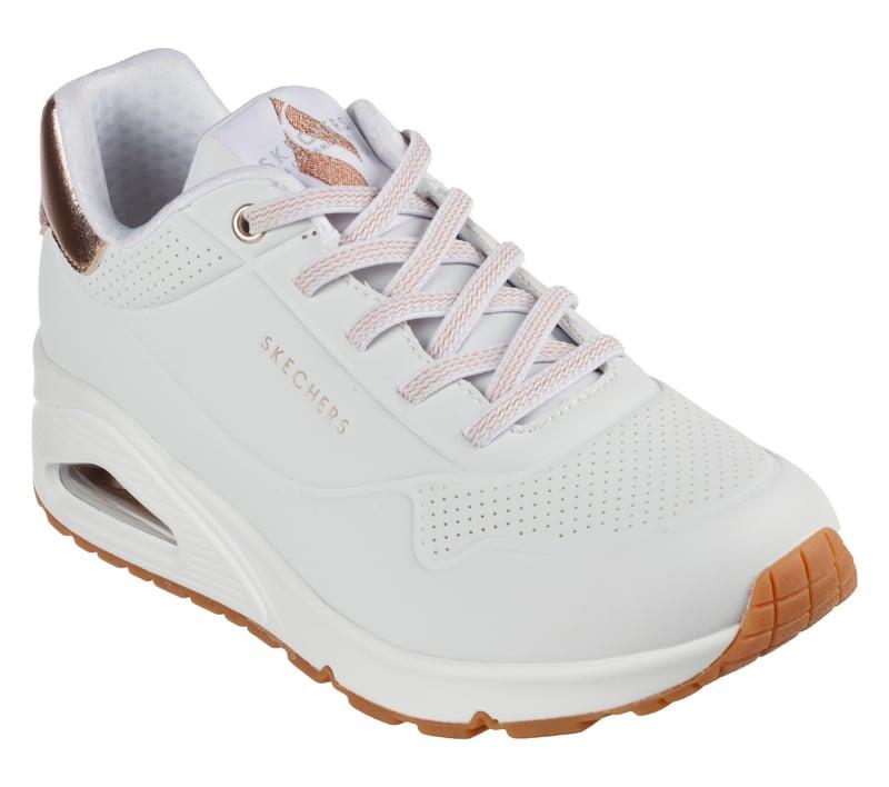 Women's Wide Fit Skechers Uno 155196W Shimmer Away Sneakers