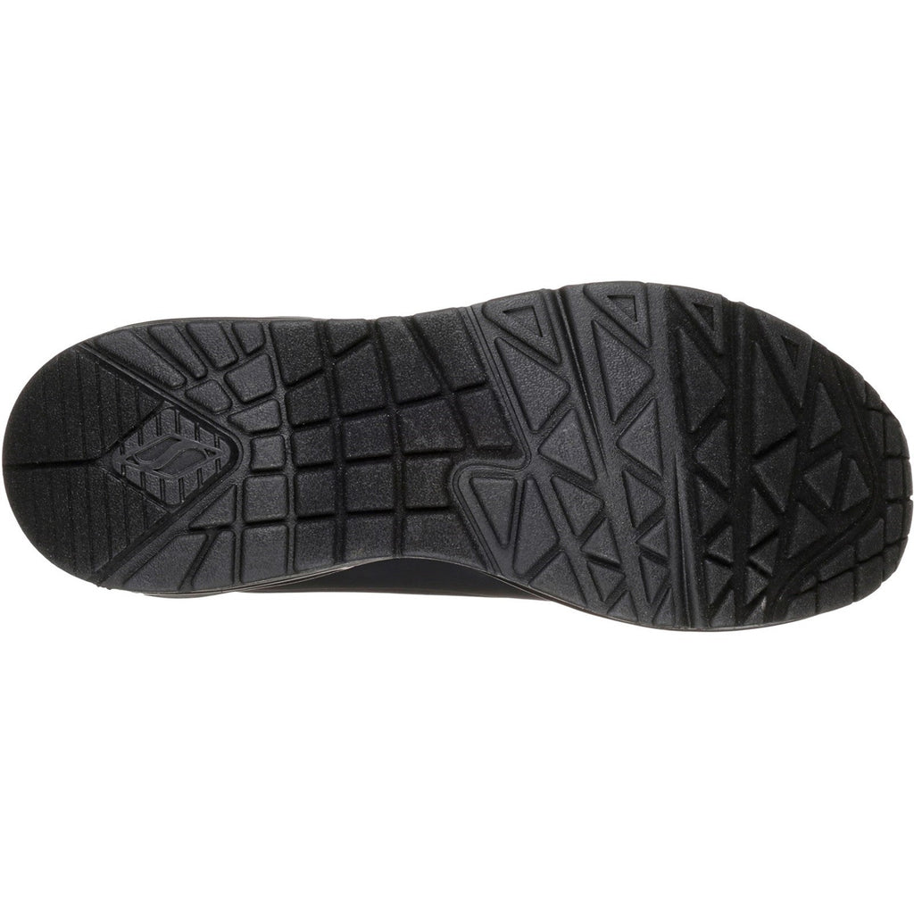 Women's Wide Fit Skechers 73690 Uno - Stand On Air Walking Sneakers - Black/Black